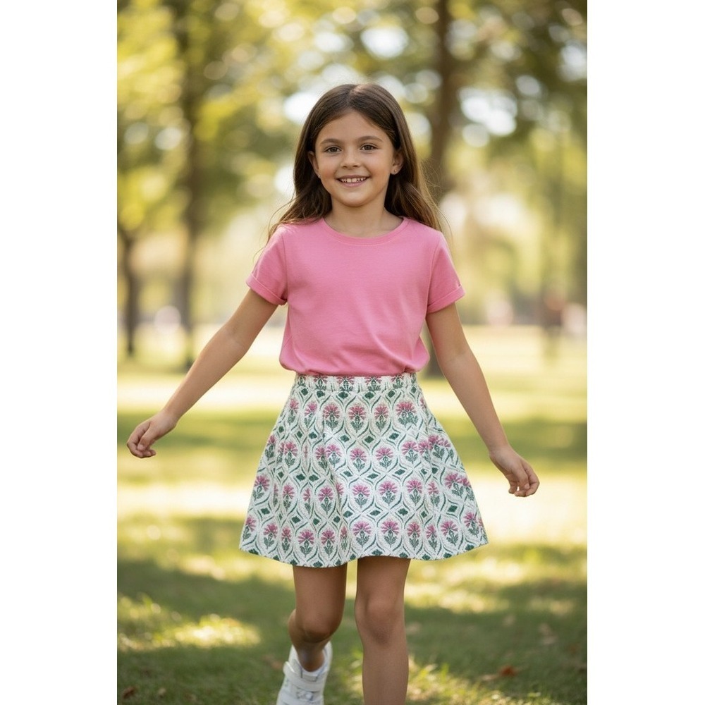 Zara Skirt Girls Size 8 Multicolor Floral A-Line Short Flared Lined‎ old money